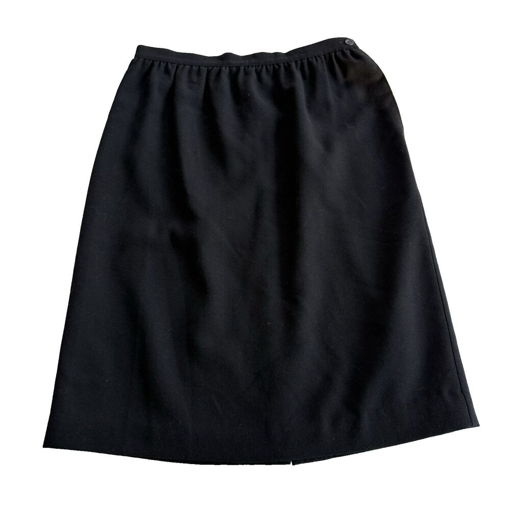 Women's100% Wool Pencil Skirt Midi Straight Black Business Alfred Dunner Sz 10